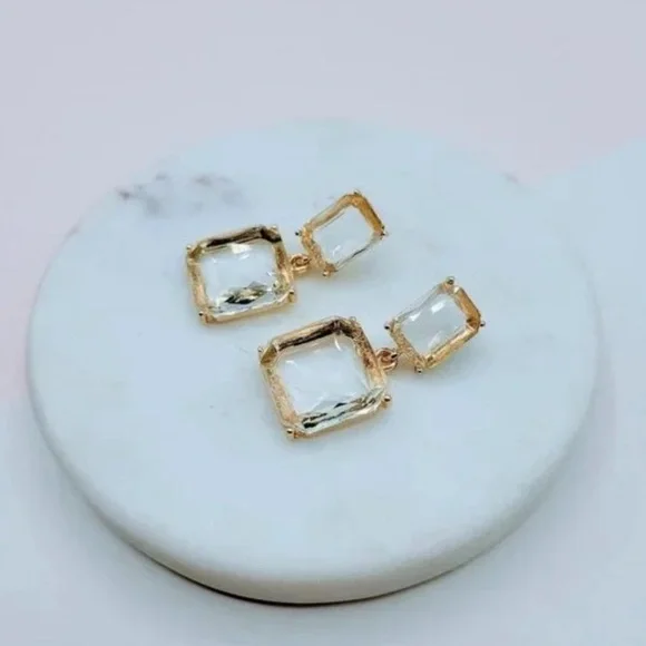 Last pair🤩 Glass Geometric Statement Earrings - Picture 2 of 3